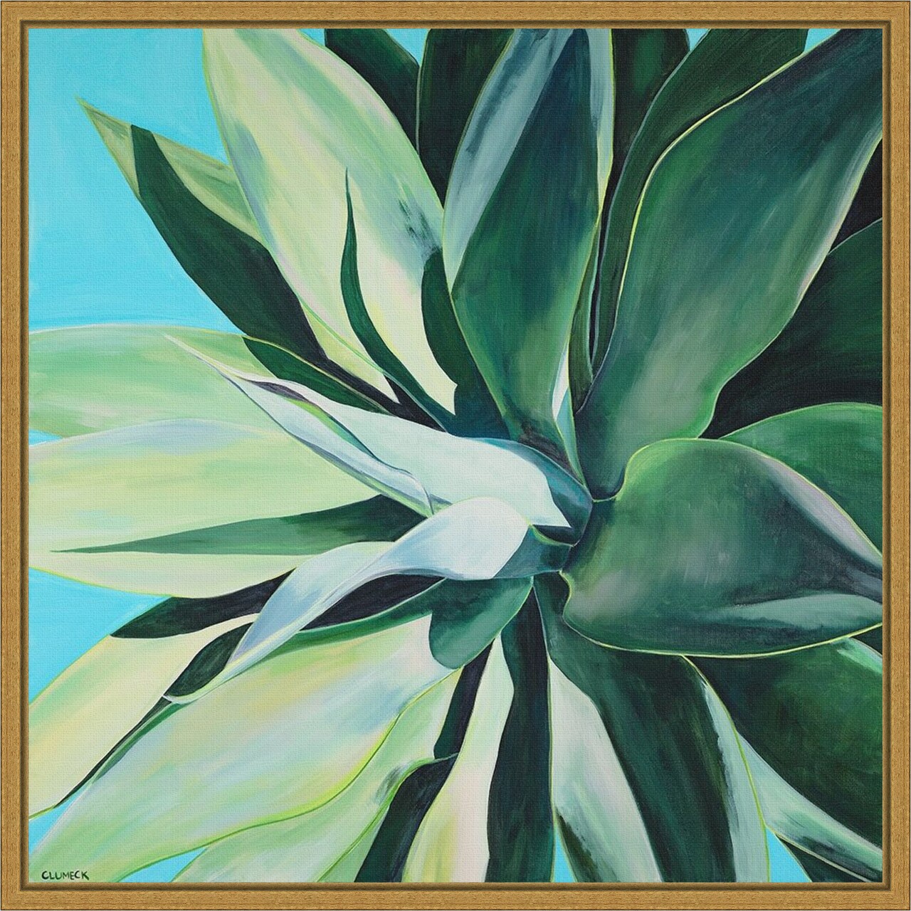 Rest in Its Glory (Succulent) by Alana Clumeck 16-in. W x 16-in. H. Canvas Wall Art Print Framed in Gold